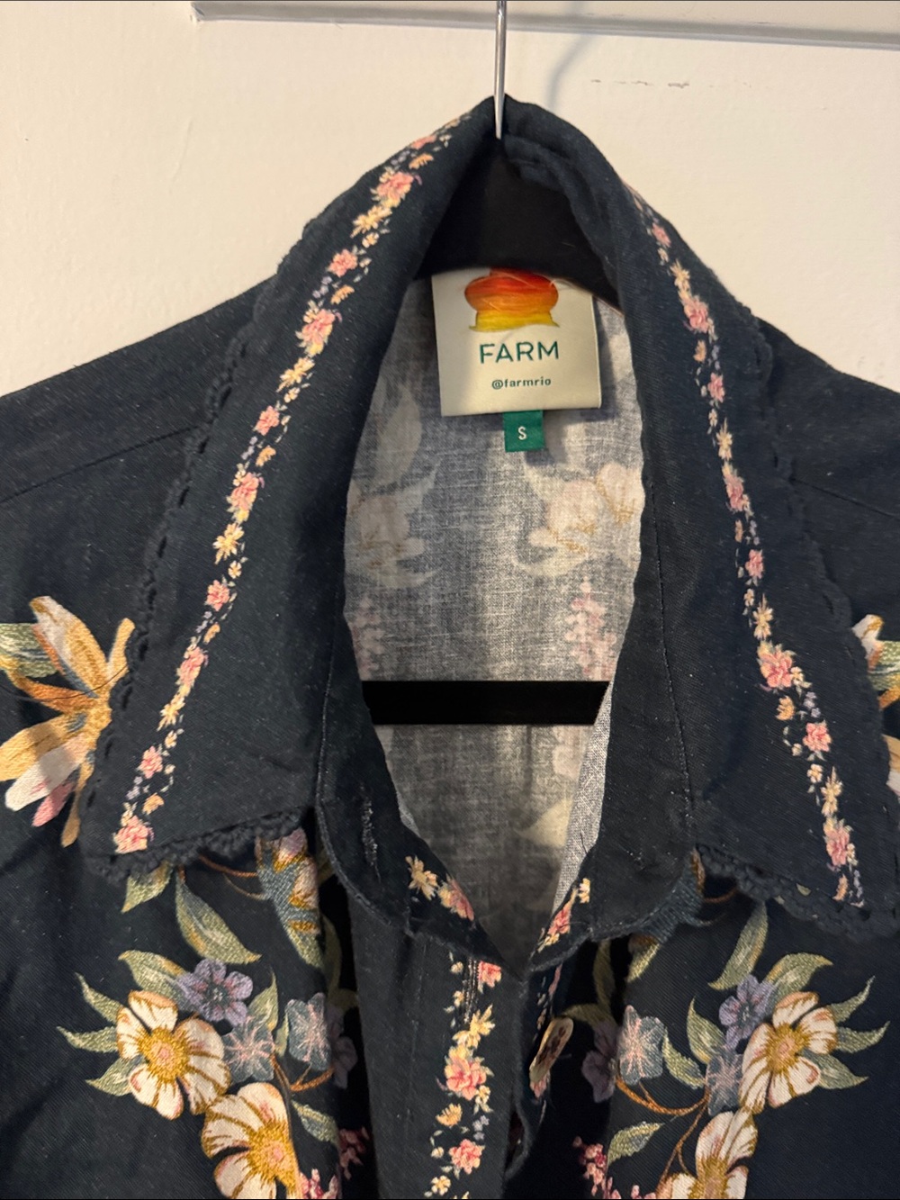 FARM Rio Maira Floral Belted Midi Shirtdress, Size Small, &320 - Picture 12 of 13